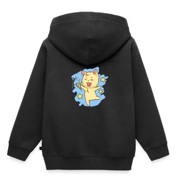 Chat d'anniversaire Kawaii Party Celebration Kitty - Sweat Premium à capuche enfant bio - noir - Dos - AI Model Kid Male (0cm)
