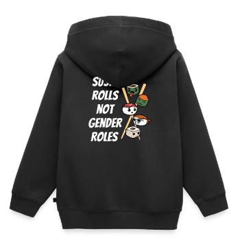 Anti gender sushi roles instead of gender roles - Kids Premium Organic Hoodie - black - Back - AI Model Kid Male (0cm)