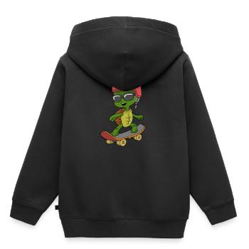 Tortoise Cool avec des lunettes de soleil sur le skateboard - Sweat Premium à capuche enfant bio - noir - Dos - AI Model Kid Male (0cm)
