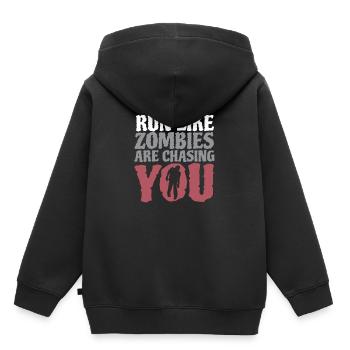 Lauf wie Zombies jagen dich - Kinder Premium Organic Hoodie - Schwarz - Hinten - AI Model Kid Male (0cm)