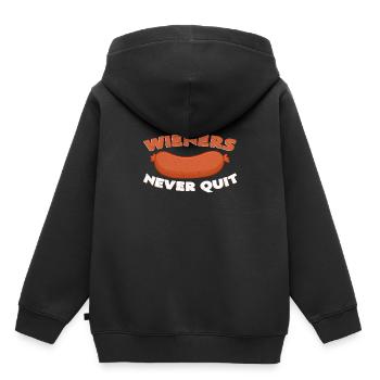 Wieners Never Quit | Wiener Wurst Metzger Geschenk - Kinder Premium Organic Hoodie - Schwarz - Hinten - AI Model Kid Male (0cm)