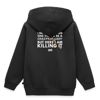 Crazy Cat Lady - Kids Premium Organic Hoodie - black - Back - AI Model Kid Male (0cm)