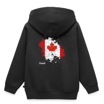 Kanada - Kinder Premium Organic Hoodie - Schwarz - Hinten - AI Model Kid Male (0cm)