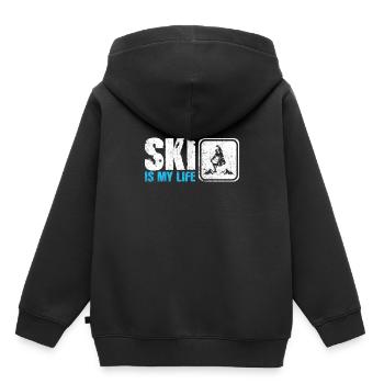 Ski - Kinder Premium Organic Hoodie - Schwarz - Hinten - AI Model Kid Male (0cm)