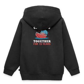 15 Jahre Hochzeitstag 15 Jähriges Festtag Geschenk - Kinder Premium Organic Hoodie - Schwarz - Hinten - AI Model Kid Male (0cm)