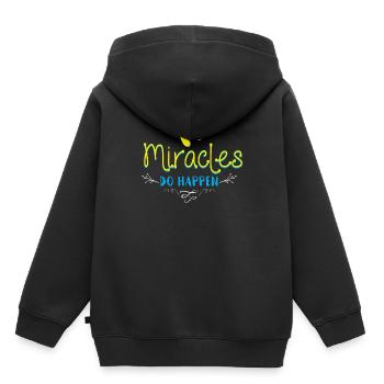 Les miracles se produisent - Sweat Premium à capuche enfant bio - noir - Dos - AI Model Kid Male (0cm)