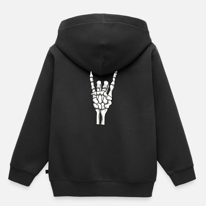 Main squelette - Sweat Premium à capuche enfant bio - noir