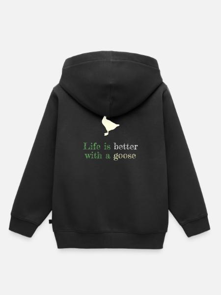 Das Leben ist besser mit einer Gans - Kinder Premium Organic Hoodie - Schwarz