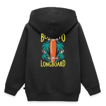 Born To Longboard - Longboarder - Kinder Premium Organic Hoodie - Schwarz - Hinten - AI Model Kid Male (0cm)