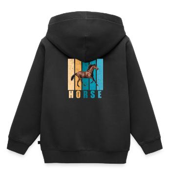 cheval - Sweat Premium à capuche enfant bio - noir - Dos - AI Model Kid Male (0cm)