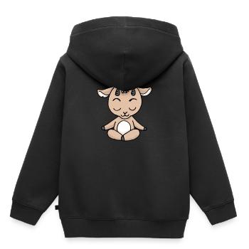Yoga Goat Meditation Yogi Namaste Zen Gift - Kids Premium Organic Hoodie - black - Back - AI Model Kid Male (0cm)