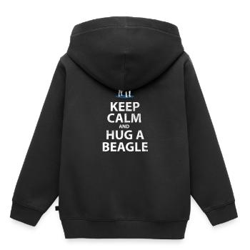 Gardez le calme et étreignez un Beagle - Sweat Premium à capuche enfant bio - noir - Dos - AI Model Kid Male (0cm)