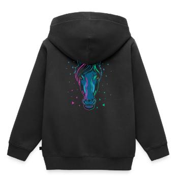 cheval - Sweat Premium à capuche enfant bio - noir - Dos - AI Model Kid Male (0cm)