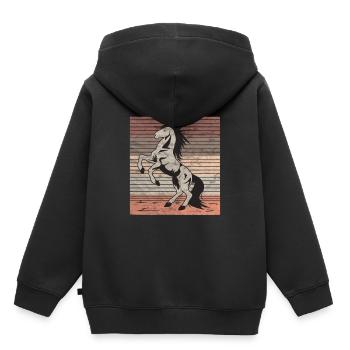 Retro cheval sauvage indompté - Sweat Premium à capuche enfant bio - noir - Dos - AI Model Kid Male (0cm)
