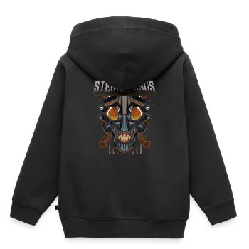 Cyborg Stegosaurus Dinosaure Scifi - Sweat Premium à capuche enfant bio - noir - Dos - AI Model Kid Male (0cm)
