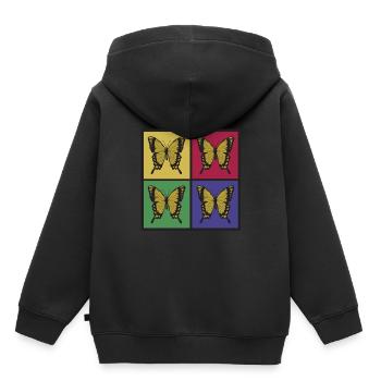 Papillons Pop Art - Sweat Premium à capuche enfant bio - noir - Dos - AI Model Kid Male (0cm)