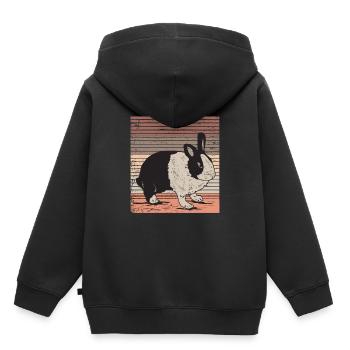 lapin néerlandais - Sweat Premium à capuche enfant bio - noir - Dos - AI Model Kid Male (0cm)