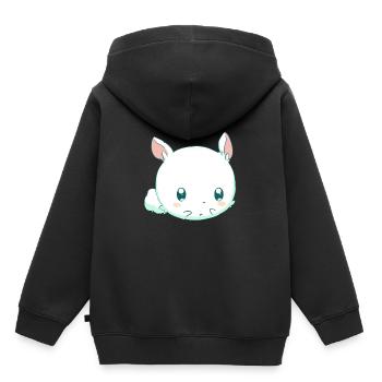 Hase Kawaii - Kinder Premium Organic Hoodie - Schwarz - Hinten - AI Model Kid Male (0cm)