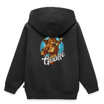 Girafe de steppe animal sauvage girafe - Sweat Premium à capuche enfant bio - noir - Dos - AI Model Kid Male (0cm)