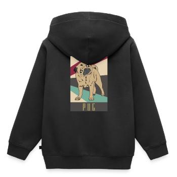 Mops - Kinder Premium Organic Hoodie - Schwarz - Hinten - AI Model Kid Male (0cm)
