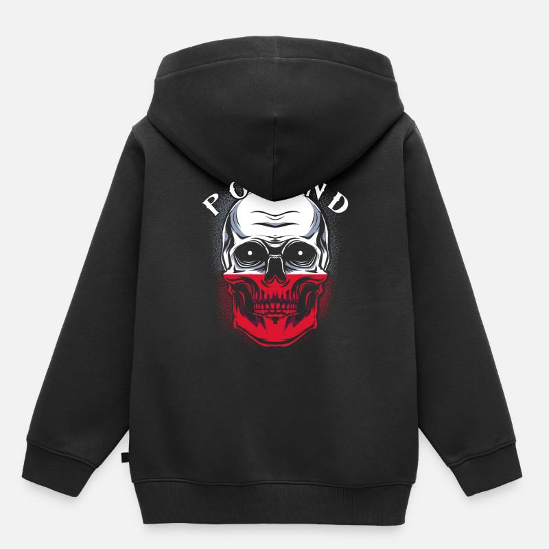 Pologne - Sweat Premium à capuche enfant bio - noir