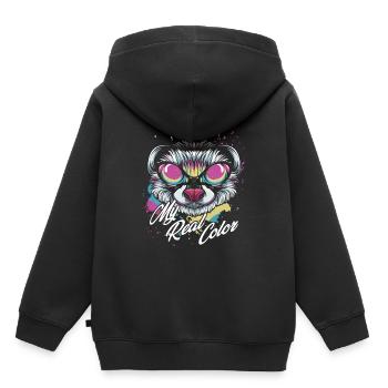 Furets - Sweat Premium à capuche enfant bio - noir - Dos - AI Model Kid Male (0cm)