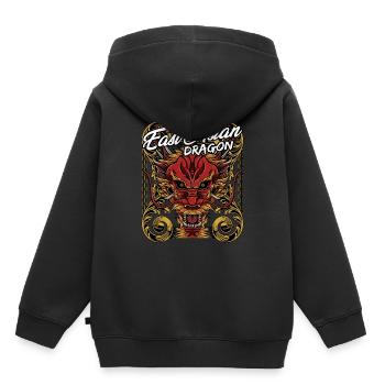 Dragon chinois | Long Fabuleux cadeau - Sweat Premium à capuche enfant bio - noir - Dos - AI Model Kid Male (0cm)