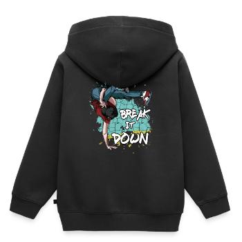 Breakdance Break It Down | Breakdancing Cadeau - Sweat Premium à capuche enfant bio - noir - Dos - AI Model Kid Male (0cm)