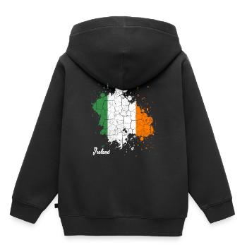 Irland - Kinder Premium Organic Hoodie - Schwarz - Hinten - AI Model Kid Male (0cm)