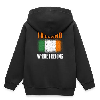 Irland - Kinder Premium Organic Hoodie - Schwarz - Hinten - AI Model Kid Male (0cm)