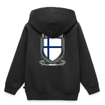 Finnland - Kinder Premium Organic Hoodie - Schwarz - Hinten - AI Model Kid Male (0cm)