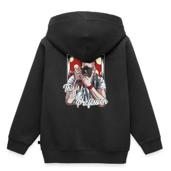 Fotografieren - Kinder Premium Organic Hoodie - Schwarz - Hinten - AI Model Kid Male (0cm)