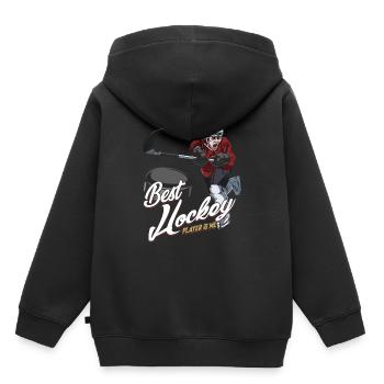 Eishockey - Kinder Premium Organic Hoodie - Schwarz - Hinten - AI Model Kid Male (0cm)