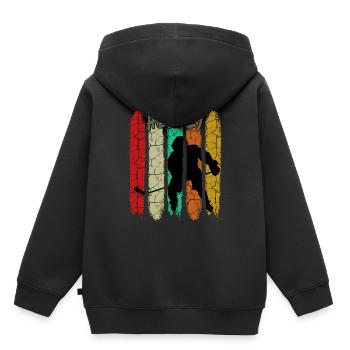 Retro Style Vintage Eishockey | Eissport Geschenk - Kinder Premium Organic Hoodie - Schwarz - Hinten - AI Model Kid Male (0cm)
