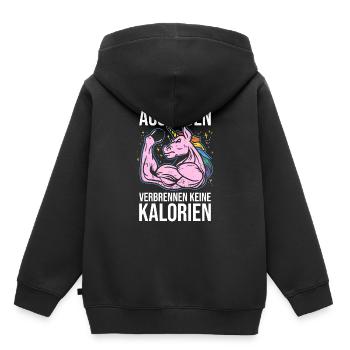 Motivation Kalorien Ausreden Sport Einhorn Fitness - Kinder Premium Organic Hoodie - Schwarz - Hinten - AI Model Kid Male (0cm)