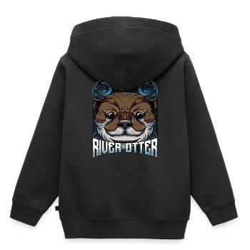 Modern Seeotter | Trendy Waldbewohner Geschenk - Kinder Premium Organic Hoodie - Schwarz - Hinten - AI Model Kid Male (0cm)