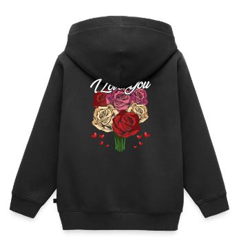 Saint Valentin - Sweat Premium à capuche enfant bio - noir - Dos - AI Model Kid Male (0cm)