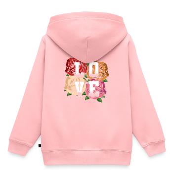Saint Valentin - Sweat Premium à capuche enfant bio - rose - Dos - AI Model Kid Female (0cm)