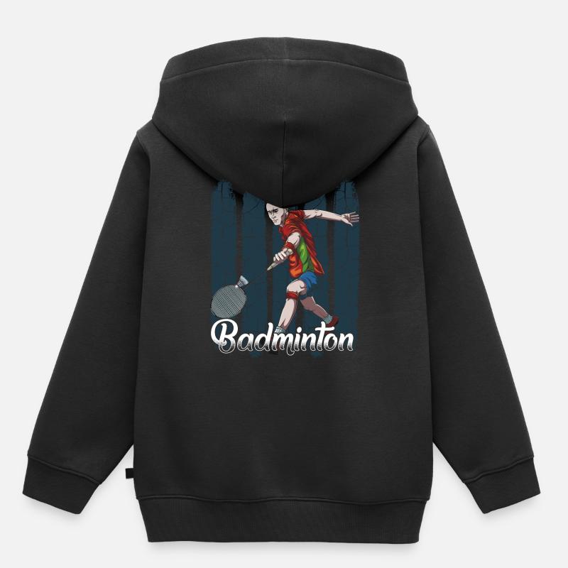 Badminton - Sweat Premium à capuche enfant bio - noir
