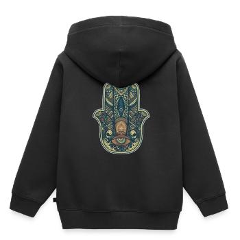 Méditation Main de Fatima - Sweat Premium à capuche enfant bio - noir - Dos - AI Model Kid Male (0cm)