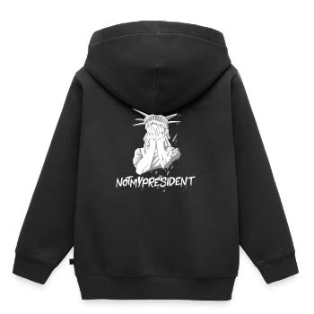 Nicht mein Präsidenten Funny Anti  Femenist - Kinder Premium Organic Hoodie - Schwarz - Hinten - AI Model Kid Male (0cm)