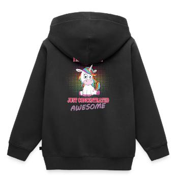 Licorne licorne - Sweat Premium à capuche enfant bio - noir - Dos - AI Model Kid Male (0cm)