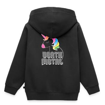 Death Metal Licorne - Sweat Premium à capuche enfant bio - noir - Dos - AI Model Kid Male (0cm)
