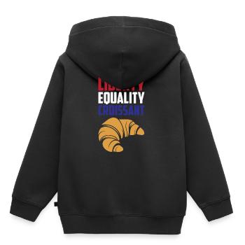 Freiheit, Gleichheit Croissant Lustiges Frankreich Französisch - Kinder Premium Organic Hoodie - Schwarz - Hinten - AI Model Kid Male (0cm)