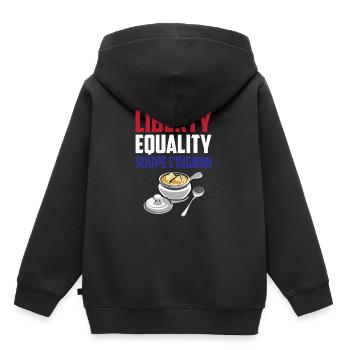 Freiheit, Gleichheit Soupe L'Oignon Kühles französisches Lebensmittel - Kinder Premium Organic Hoodie - Schwarz - Hinten - AI Model Kid Male (0cm)