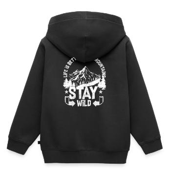 Bleib Wild Berge Wandern Klettern Geschenk Berg - Kinder Premium Organic Hoodie - Schwarz - Hinten - AI Model Kid Male (0cm)