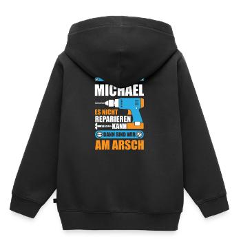 Michael reparieren Bohrmaschine Geschenk - Kinder Premium Organic Hoodie - Schwarz - Hinten - AI Model Kid Male (0cm)