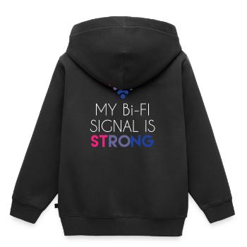 Bi-Fi - Bisexuelle - Gay Pride - Bi - Cadeau - Sweat Premium à capuche enfant bio - noir - Dos - AI Model Kid Male (0cm)