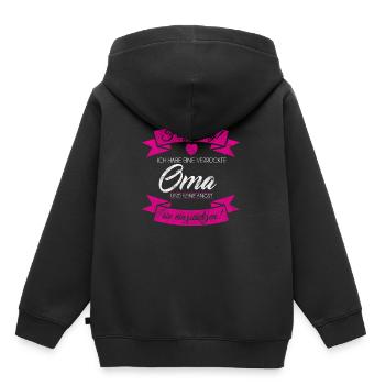 Verrückte Oma Geschenk Baby Neugeborenes - Kinder Premium Organic Hoodie - Schwarz - Hinten - AI Model Kid Male (0cm)