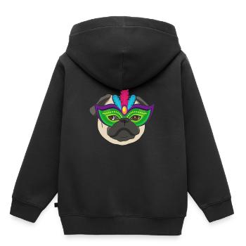 J'aime Pug carnaval cadeau Mardi Gr - Sweat Premium à capuche enfant bio - noir - Dos - AI Model Kid Male (0cm)